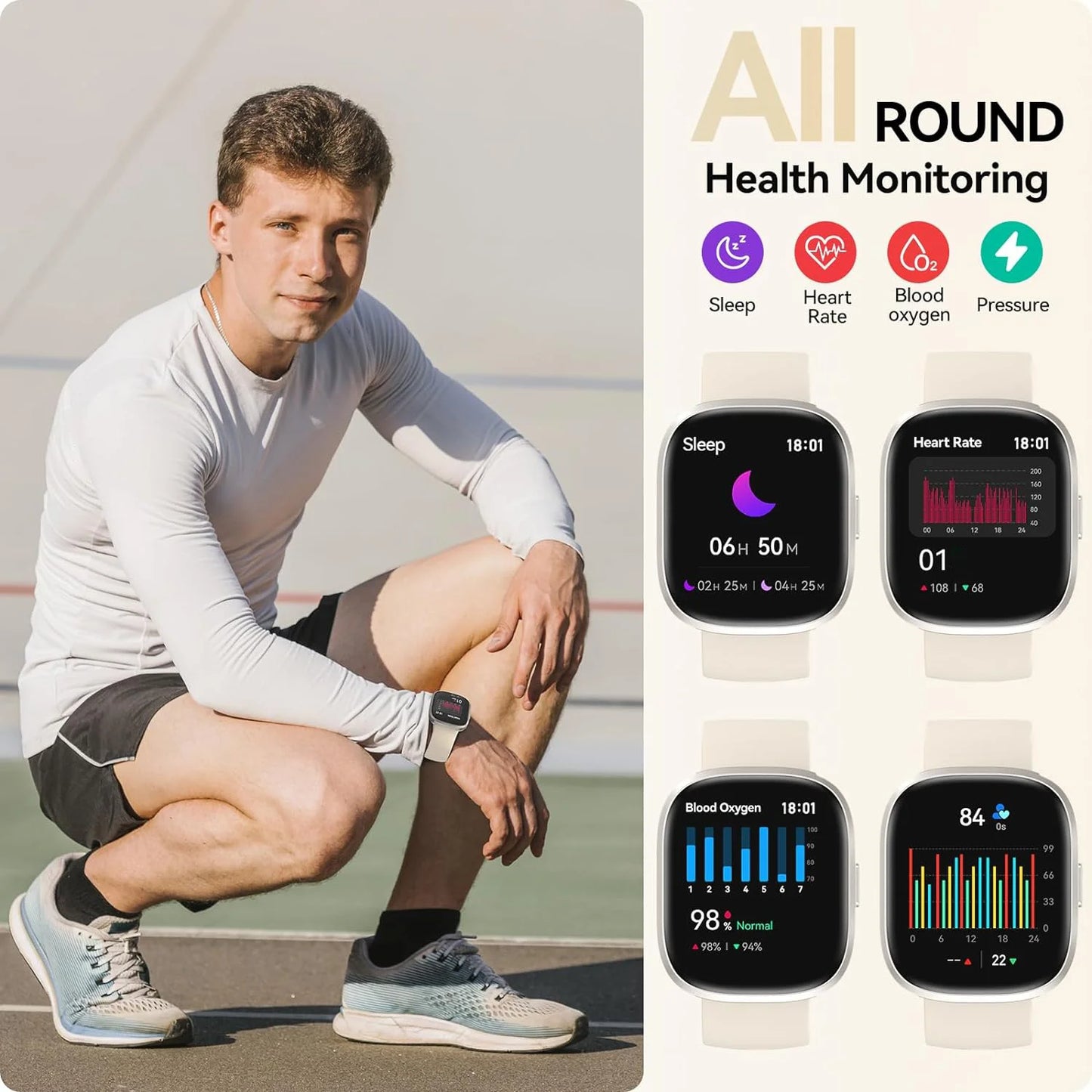 Smart Watches for Men Women  Sleep Tracking, 46mm 1.3oz Step Calorie Counter Fitness Watch Activity Trackers Pedometer forAndro