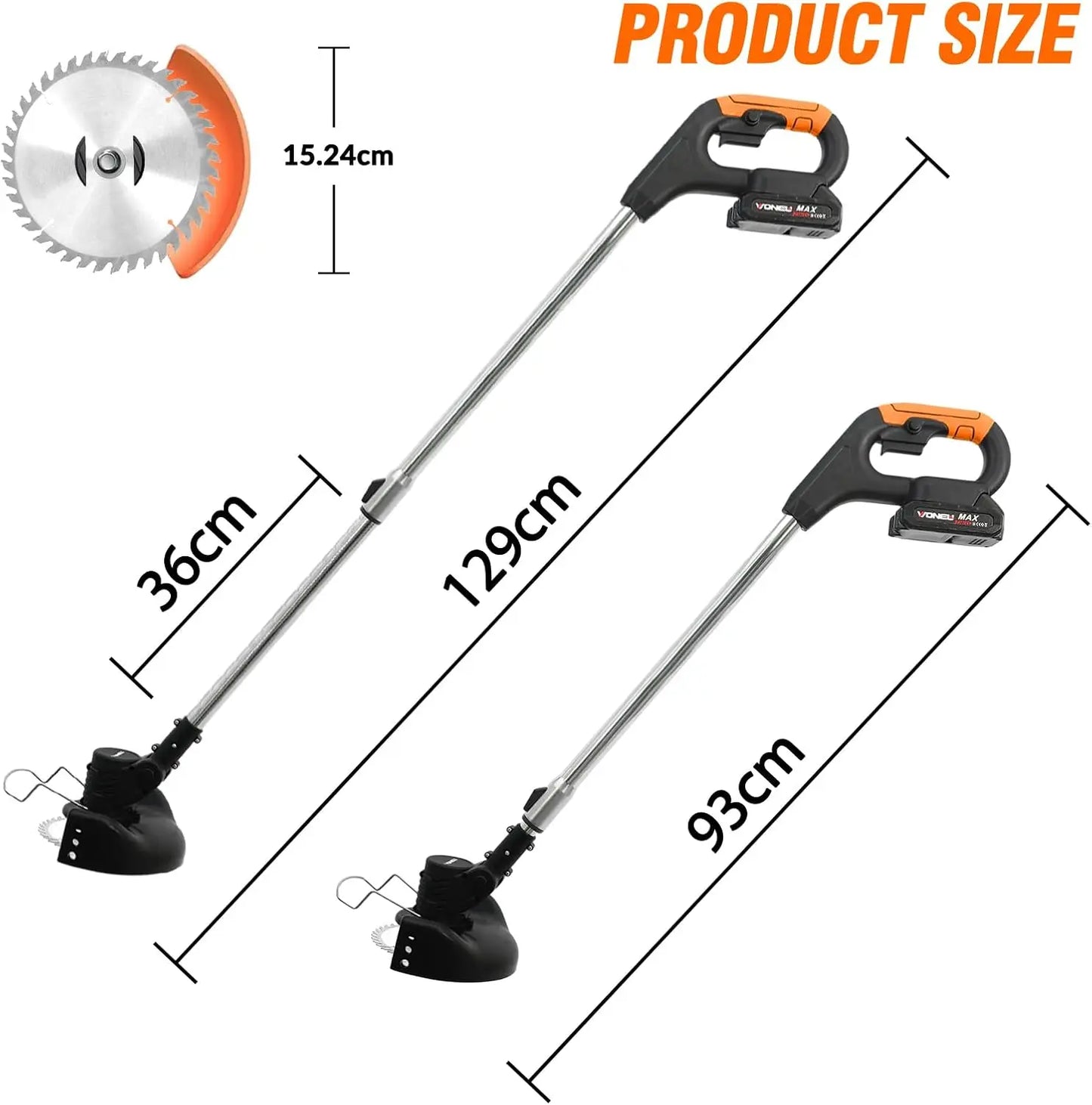 Cordless 21V Electric Weed Trimmer With Wheels 3 In 1