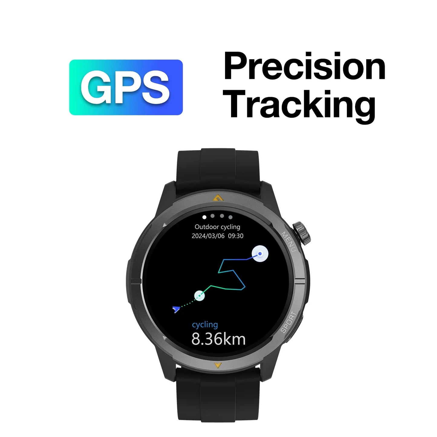 AGM Legion Smartwatch 5ATM Waterproof 1.43"AMOLED Display Heart Rate Blood Oxygen 100+ Sports Modes GPS Compass