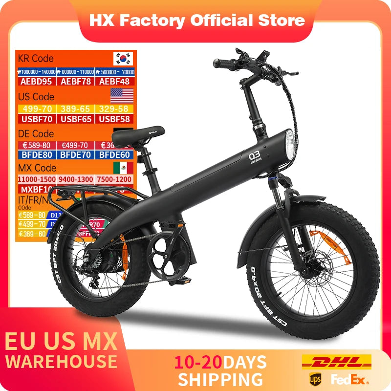 HX Q3 e bike 2000W electric bike 48V 20AH Adult E bike 20Inch Tire Off-Road fatbike City Electric bicycle  Mountain e bikes