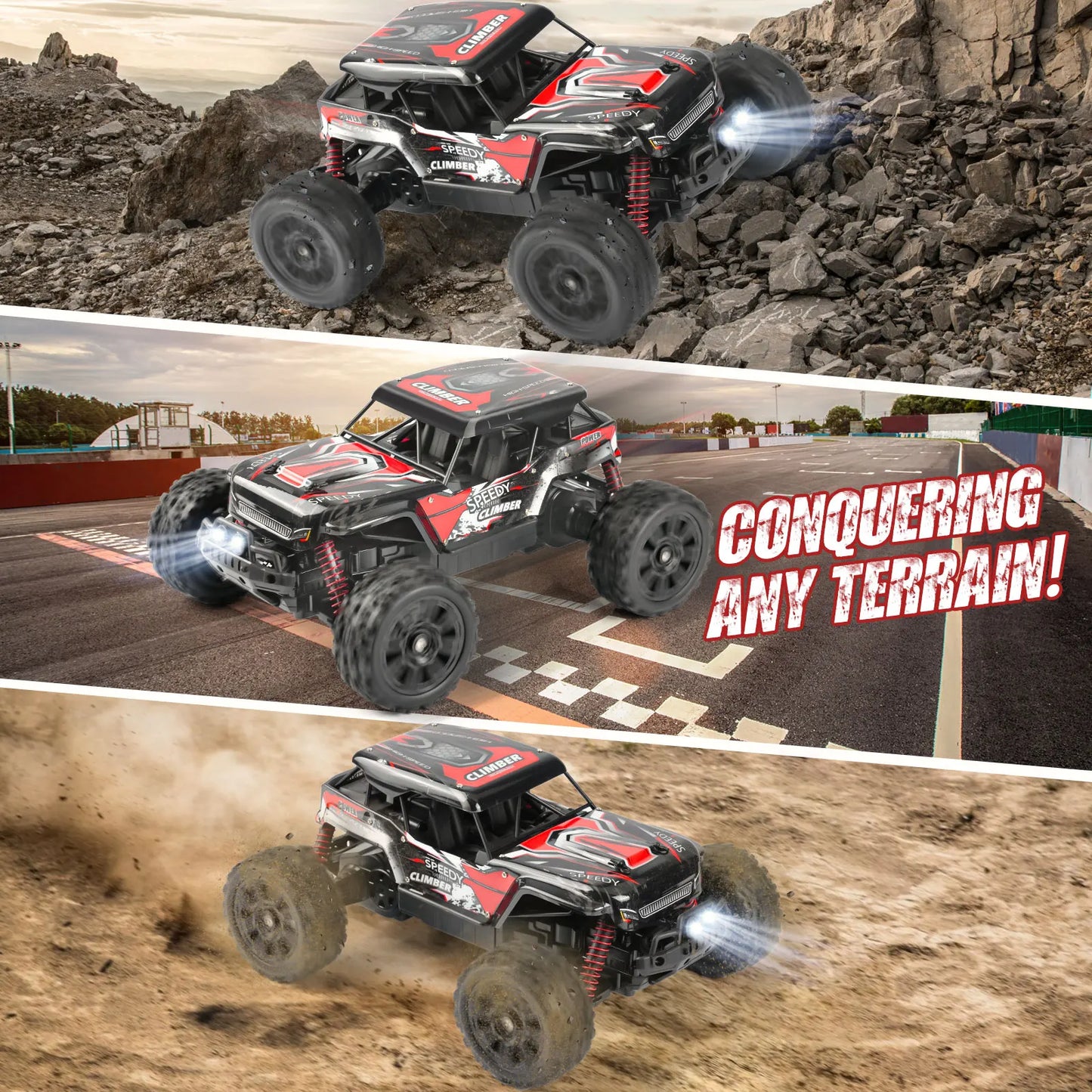 1:12 Assembled RC Car for Kids Adults,Remote Control Car 2.4G Monster Truck RC Cars with 2 2S Rechargeable Batteries