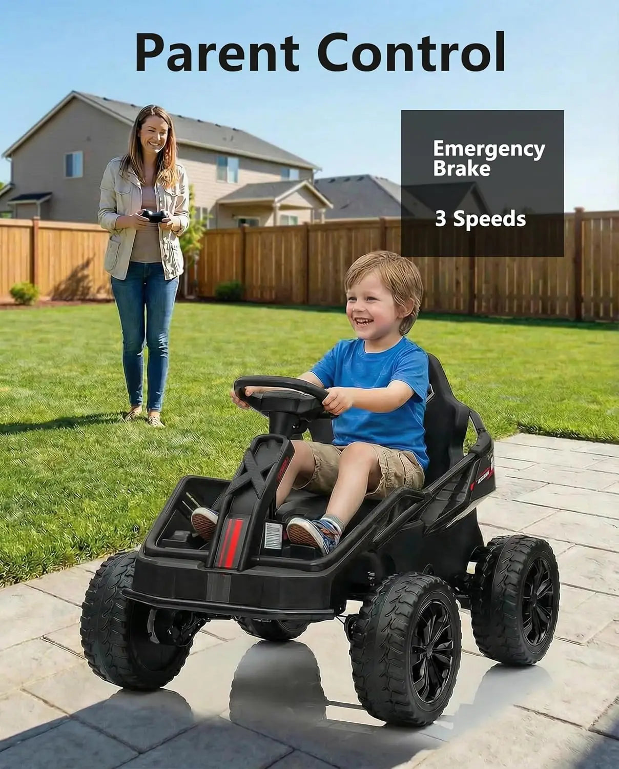 24V Kids Power 4 Wheels,200W 4x4 Ride On Toy Electric Go Kart 4 Shock Absorbers, Wear-Resistant Wheels, Music,4 Wheeler ATV