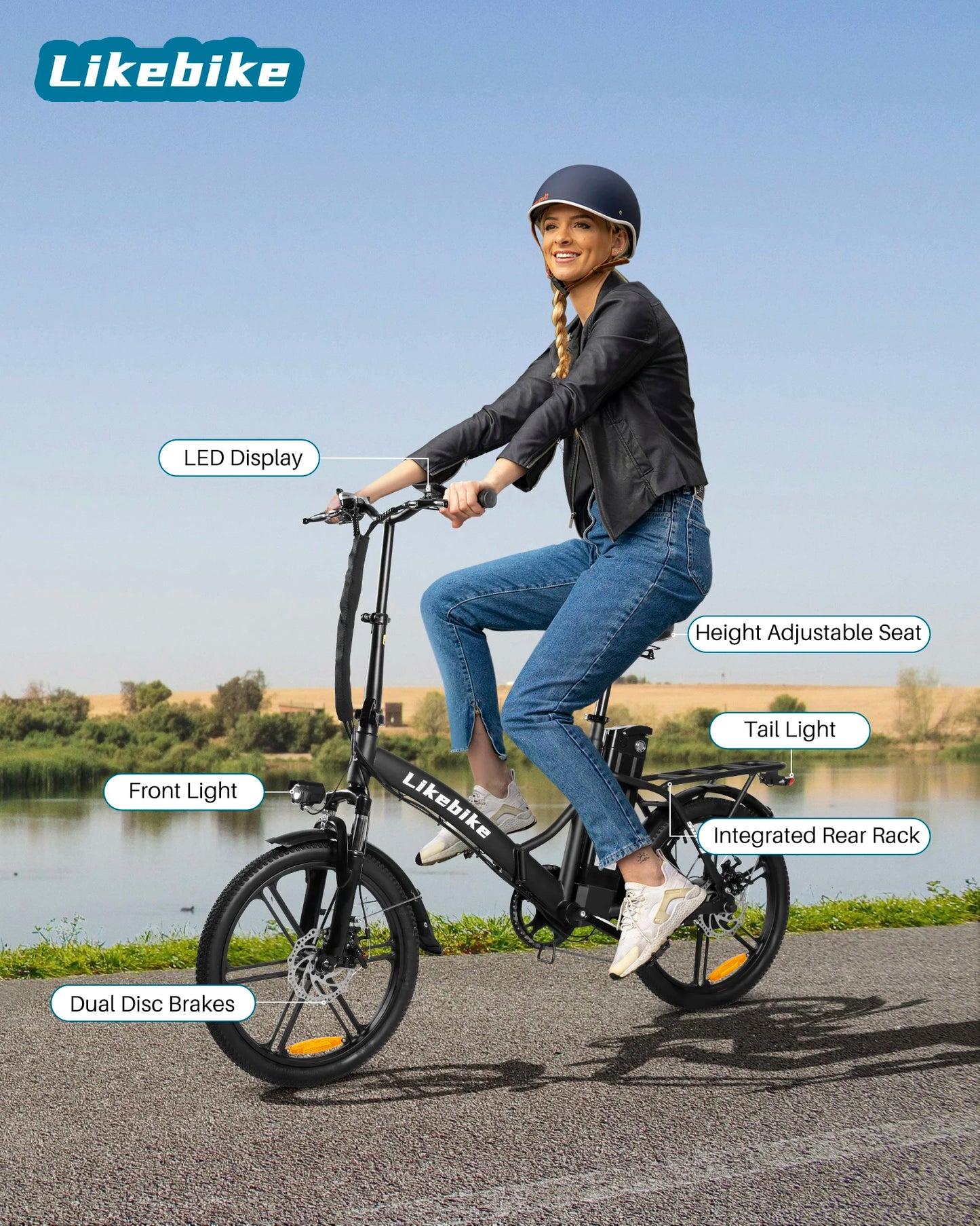 Likebike LK202 E Bike 540W Peak Power 36V10.4AH Removable Battery Electric Bike One Year Warranty 20-inch Tires Electric Bicycle
