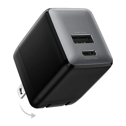 wegear USB C Fast Charging Charger 30W Dual-Port GaN Nano Charge Foldable Plug for iPhone 16/15 iPad for Galaxy S24 Ultra