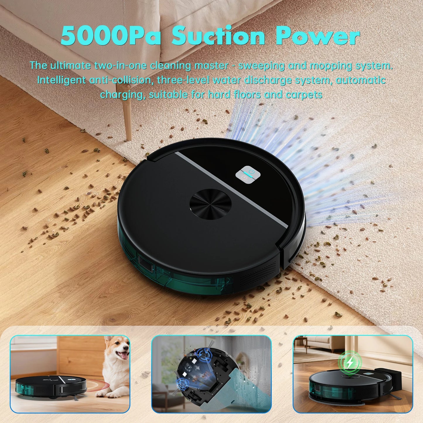 Omeser New Robot Vacuum Cleaner 5000Pa Automatic Charging Aspiration Drag Intelligent Home Appliance Sweeping Robot Planning