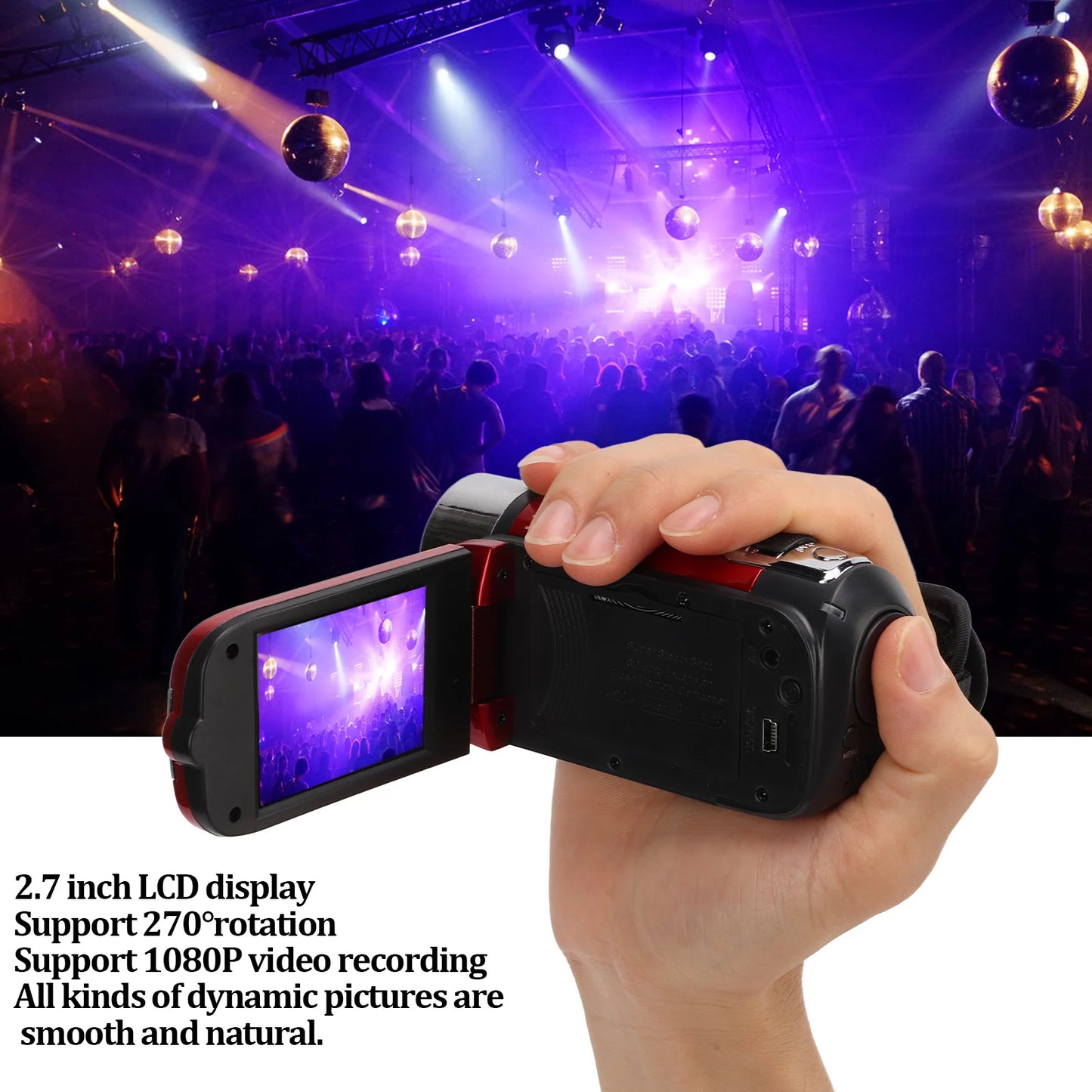 Digital Video Camcorder Portable Full HD 1080P 270° Rotation Handheld 16MP Digital Camcorders for Family for Kids for Gifts