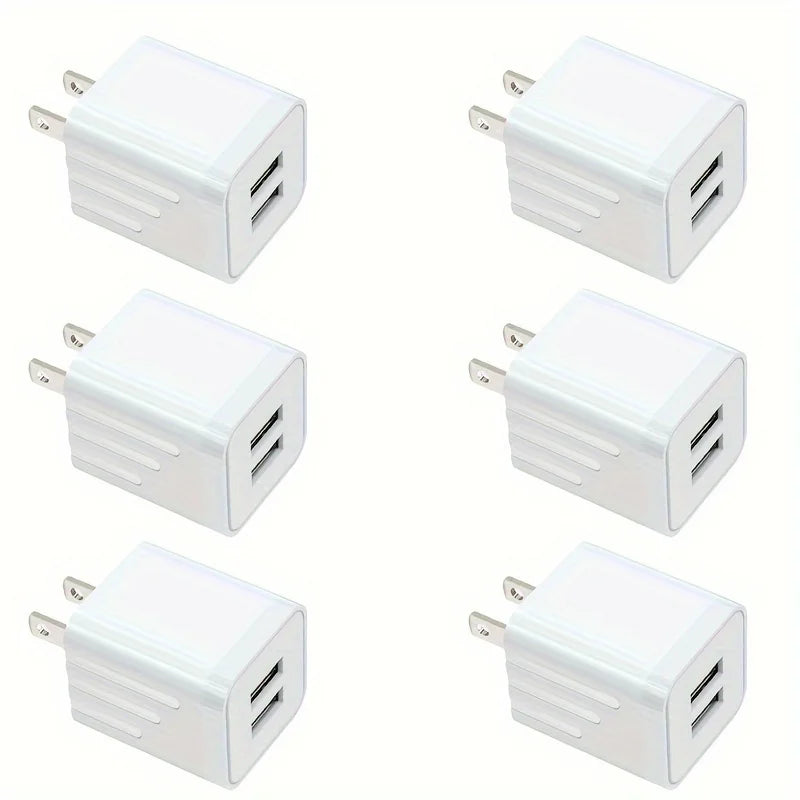 2.1A Dual Port USB Plug Power Adapter Charger Block Plug Cube For IPhone 15/14/13/12/Pro/Pro Max/Xs/XR/X/8, Galaxy S22 S21