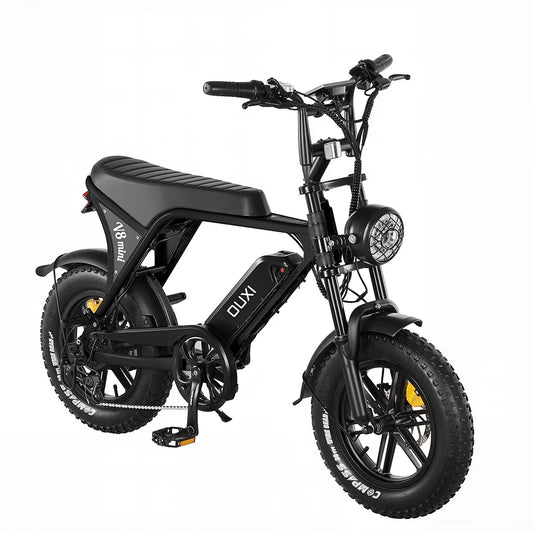 OUXI V8 Mini 16 Inch Electric E-Bike 16x4" Fat Tire Mini Dirt Ebike 500W 36V 10.4Ah Off-road Bicycle with Dashboard 7-Speed Ride