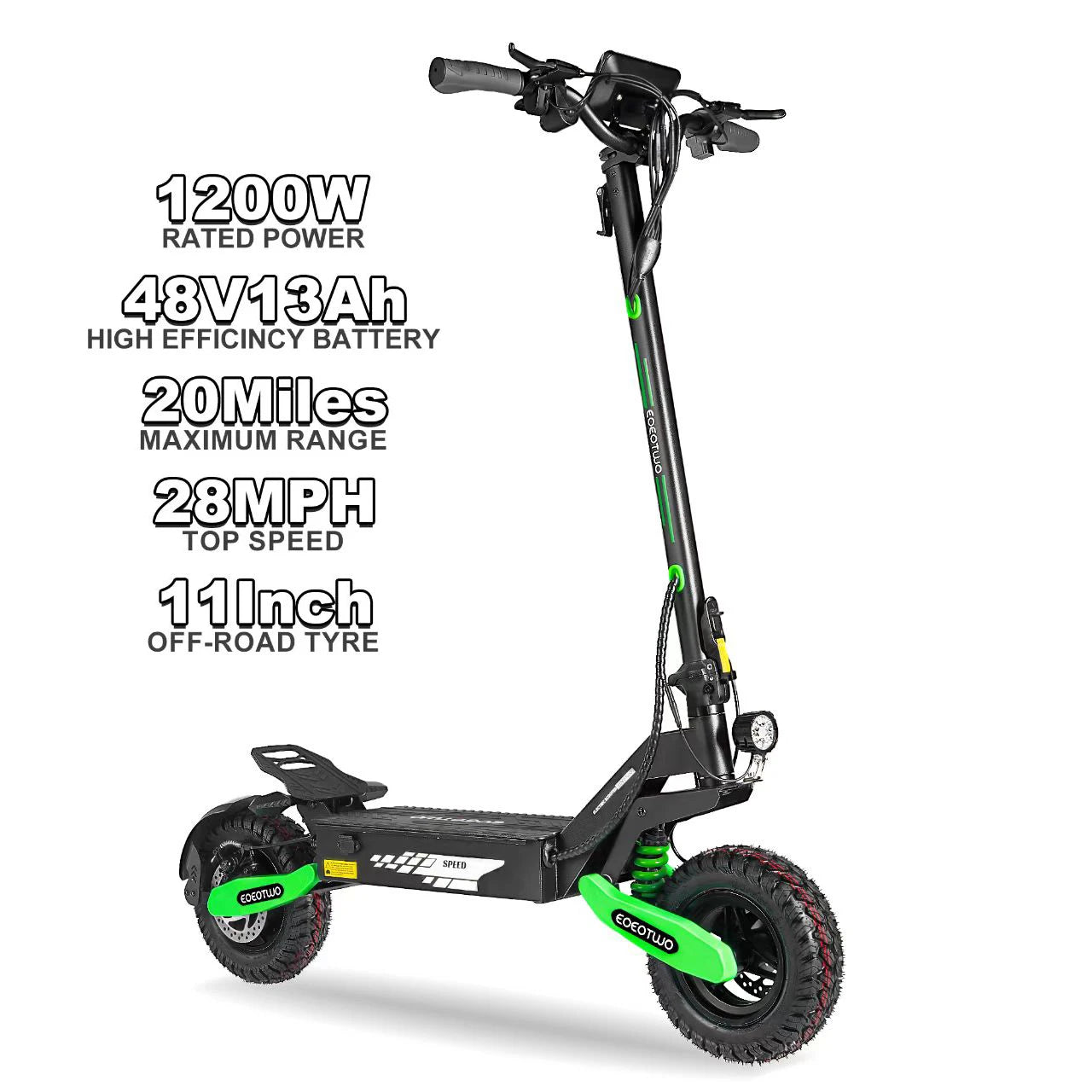 Electric Scooter,1200W Motor,MAX 40/20Miles Range&28mph Top Speed,11'' Off Road Tires,Dual Brake&Dual Suspension E-Scooter Adult