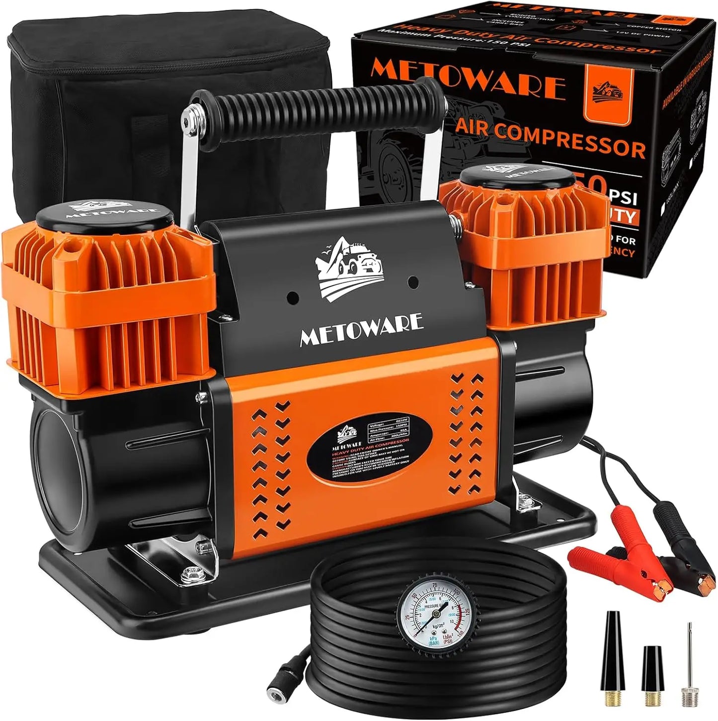 12V Offroad Air Compressor, 10.6 CFM Portable Tire Inflator, Dual Cylinder, 150PSI for SUV, RV, ATV, Truck