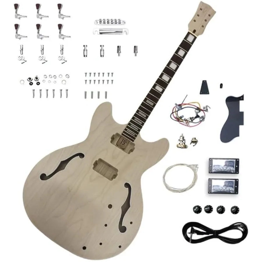 DIY Electric Guitar Kit with Mahogany Body and Neck Rosewood Fretboard 6String Guitar Building Set Featuring All Necessary Comp