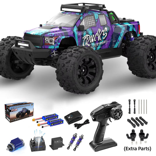JIUSI PT14R 1/14 Brushless RC Car 4WD Remote Control Monster Truck 3S Battery 80KM/H High Speed Off-road RC Car for Aduit/Kids