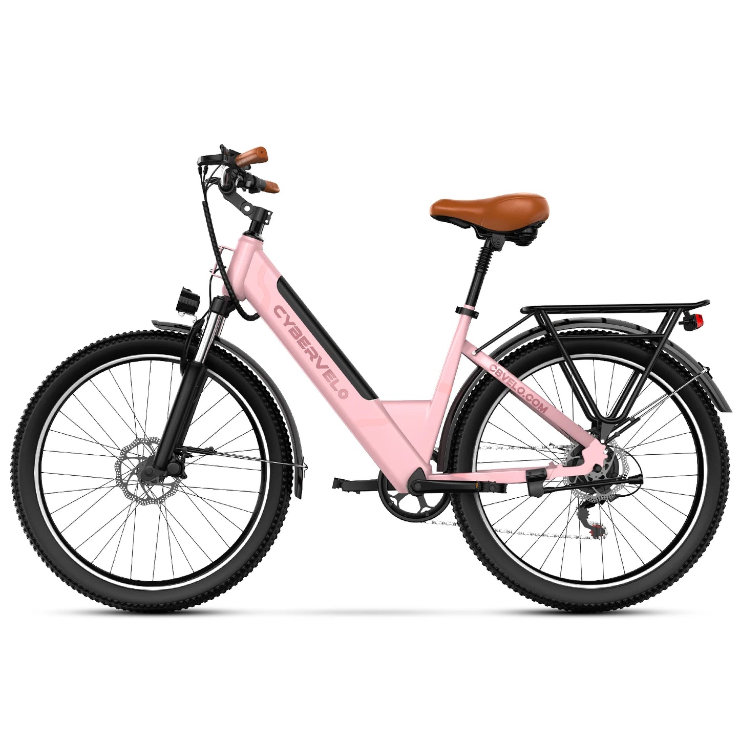 Cybervelo Step-Thru City EBike, 1000w Peak Motor 7-Speed, Removable Battery Commuter, 26 inch 80miles city cruiser for adult EK2
