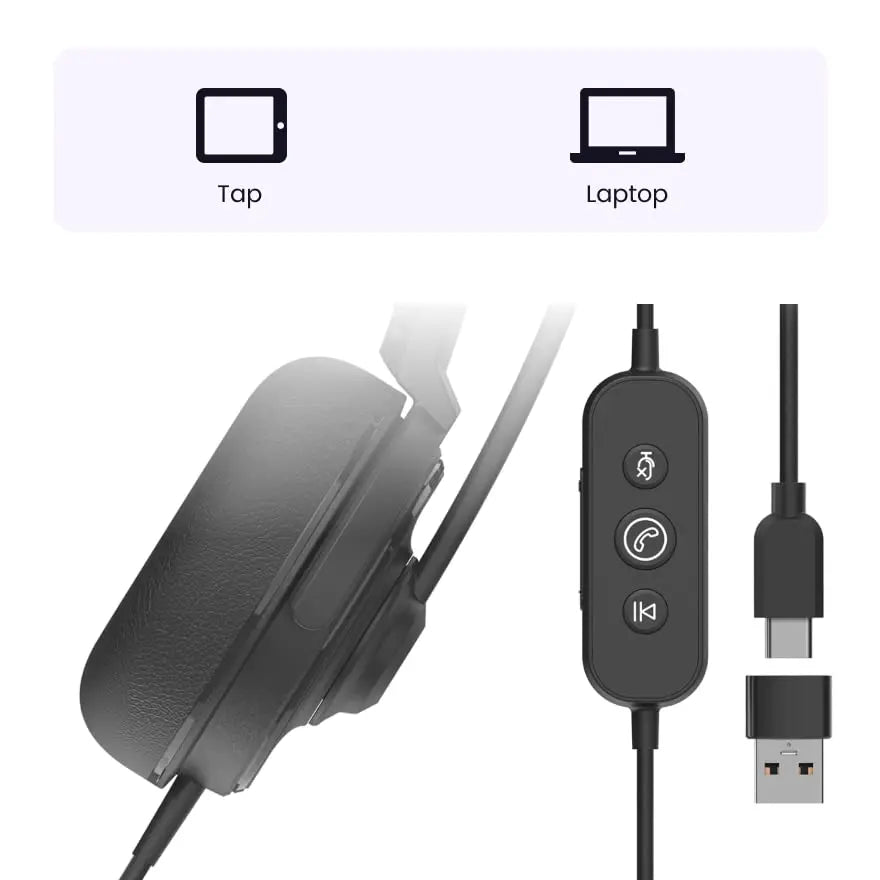 Clearance Sale Wired On-Ear Headphones with Noise Cancelling Mic USB/Type-C Connection for Office Home PC/Mac/Laptop