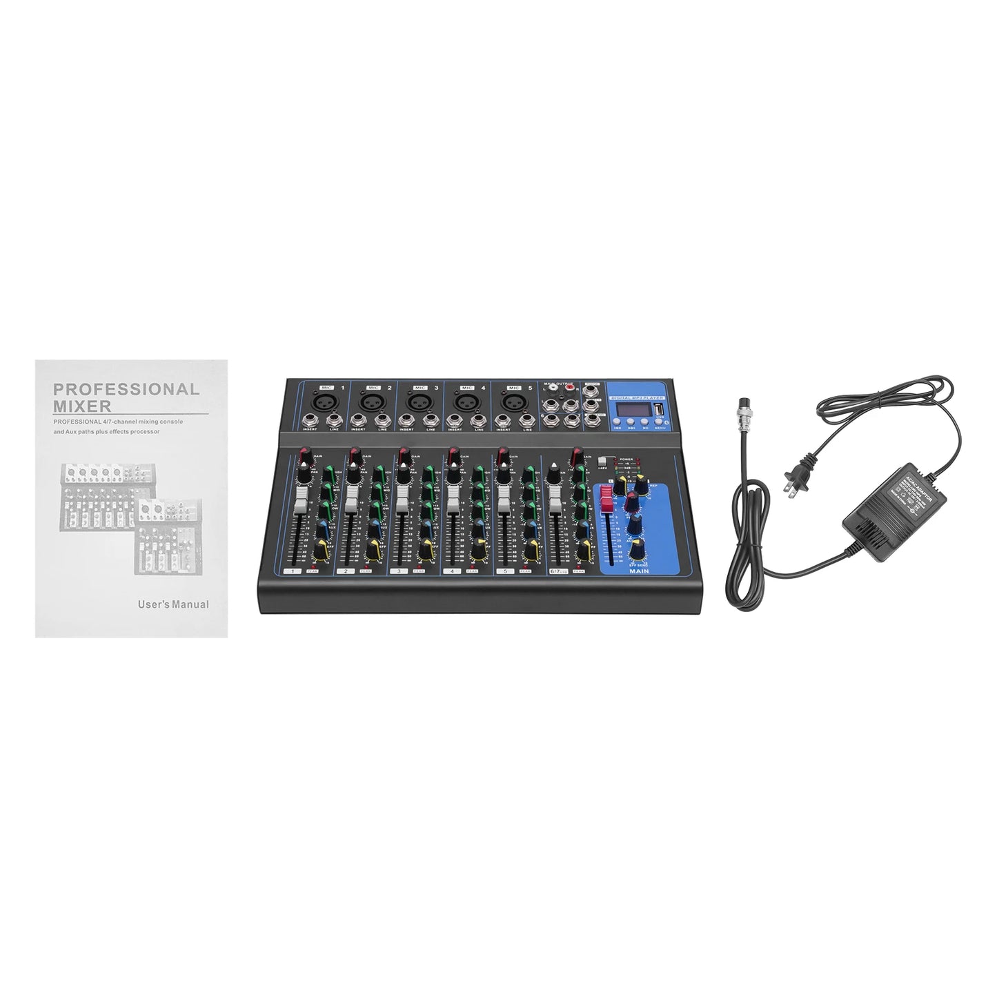 Bluetooth Portable Audio Mixer W/USB DJ Sound Mixing Console MP3 Jack 48V Power for Computer Recording