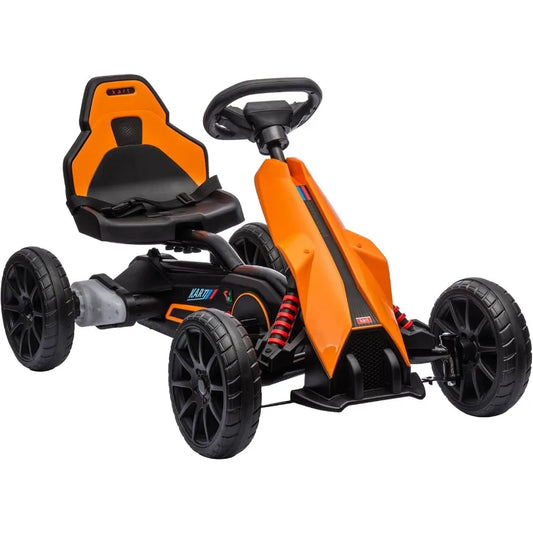Aosom 12V Electric Go Kart for Outdoor Ride-On Toy with Forward Backward Drive Adjustable Speed Orange Gift for Child 3-8 Years