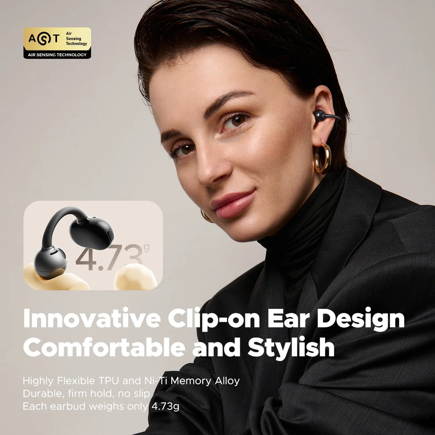 SoundPEATS POP Clip Wireless Earphones Bluetooth 5.4 Opean-Ear Clip-on Earbuds IPX5,Gaming Mode Low Latency, Multipoint Pairing