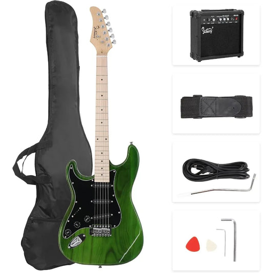 39 Left Handed Full Size Electric Guitar for Music Lovers and Beginners with Built-in 20W Amplifier and Complete Accessories Pa