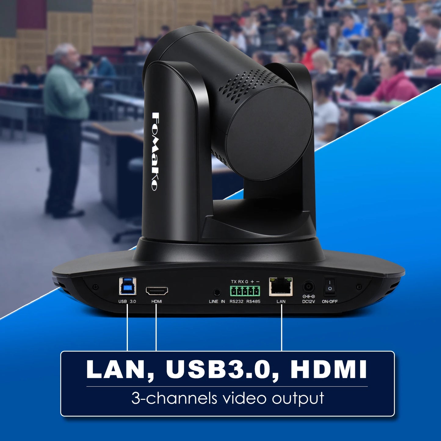 FoMaKo 4K PTZ Camera HDMI AI Auto-Tracking PTZ Camera 4K 20X Optical Zoom(3pcs), PTZ Controller PoE for Church Worship Education