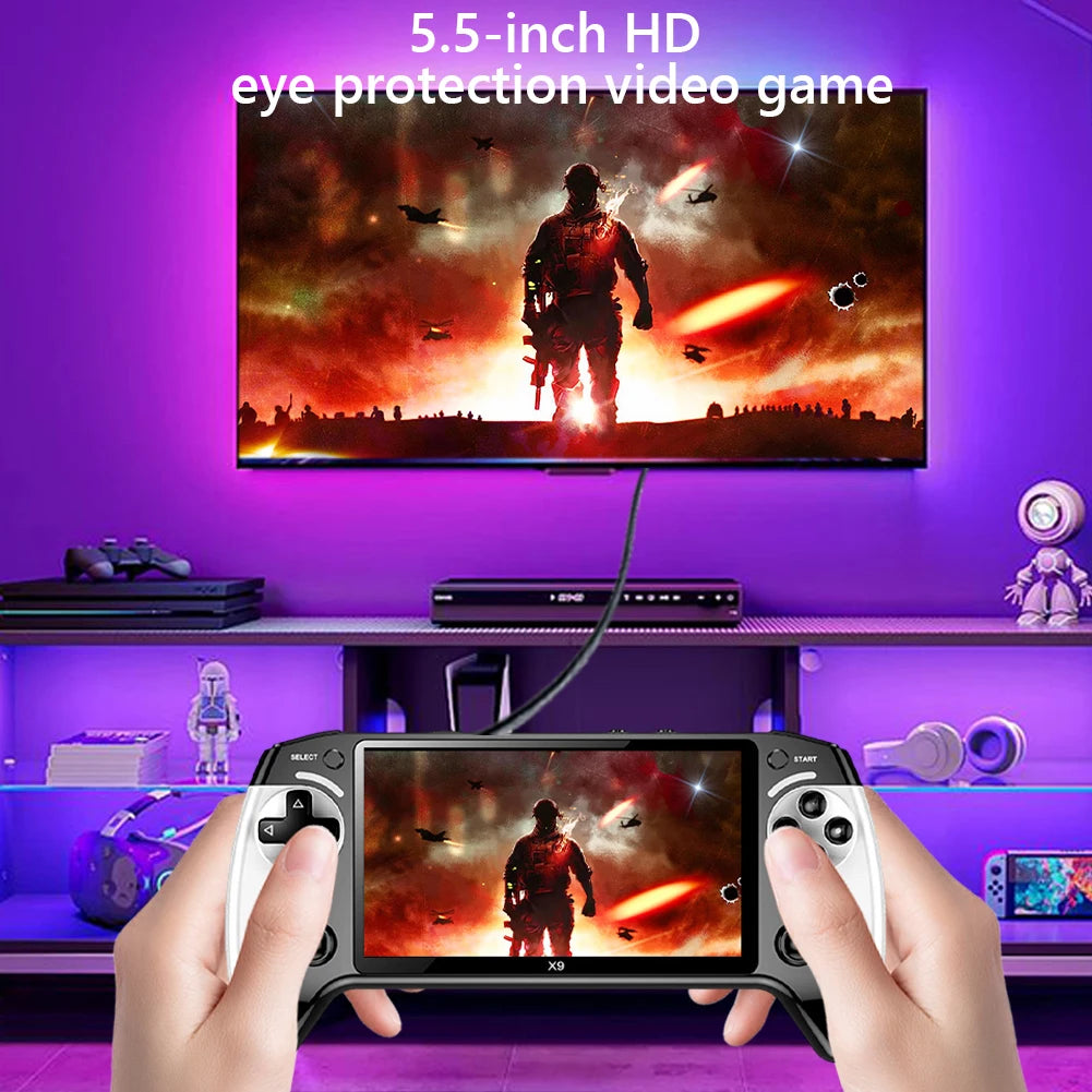5.5 Inch Screen Handheld Game Console 1500mAh Electronic Game Player Type-C Charging Portable Game Player for Kids Adults