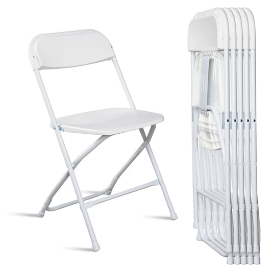 4/6/10pcs White Folding Chairs Premium Plastic Thickened Steel Pipes Stackable Home Dining Seats Portable Commercial Chair