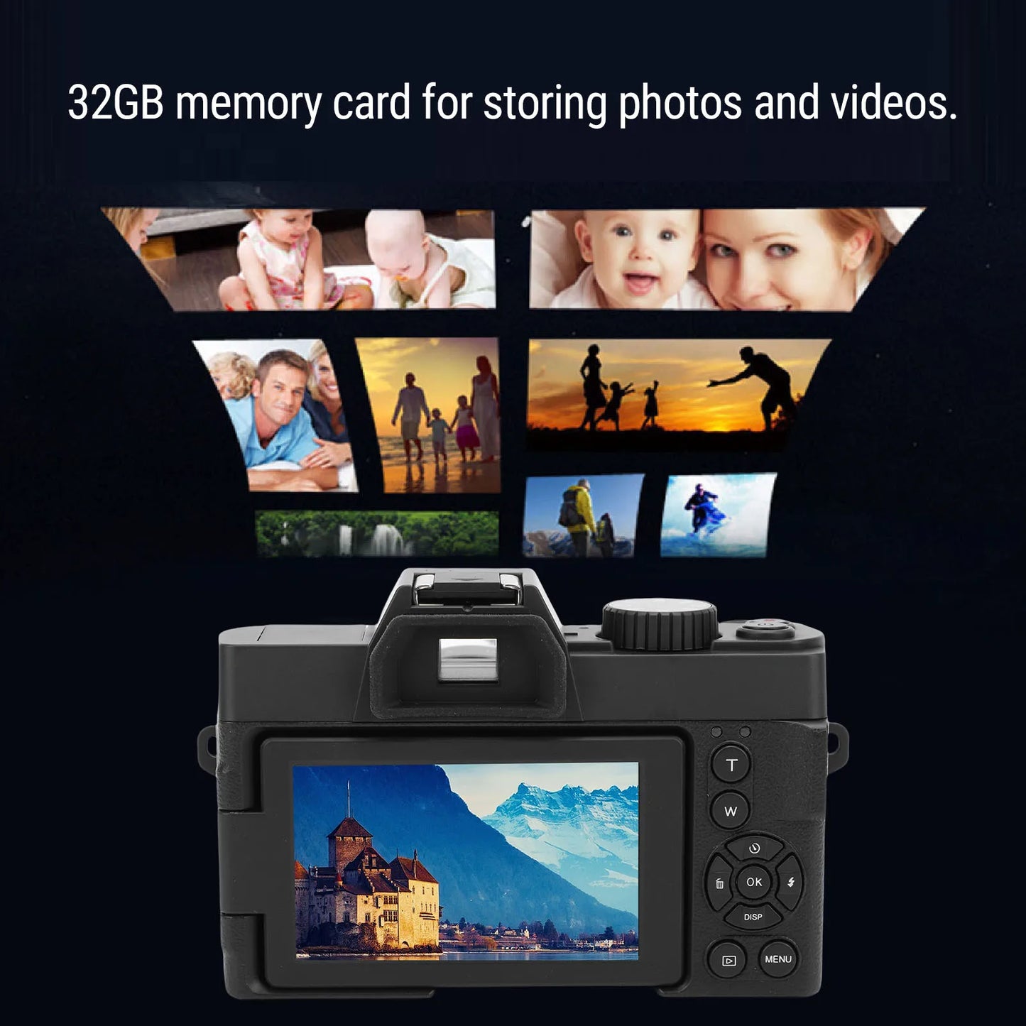 4K 48MP Mirrorless Camera with 16X Zoom 32GB Memory Card Travel Camera for Photography Filming