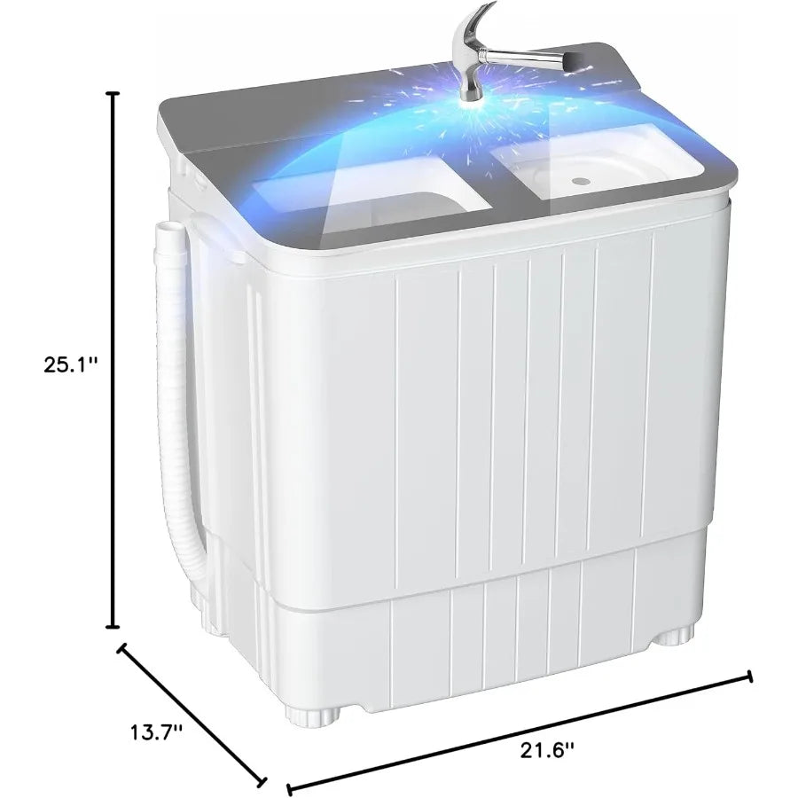 Portable Washing Machine 17.6 Lbs Compact Mini Washer and Dryer Combo Twin Tub Laundry Washer with Spin Cycle Soaking Function