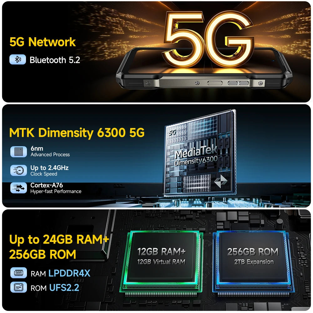 Ulefone Armor 27T Pro 5G THERMAL BY FLIR® Rugged Phone Android 14 10600mAh Smartphone 64MP 6.78" 24GB+256GB Mobile Phone NFC