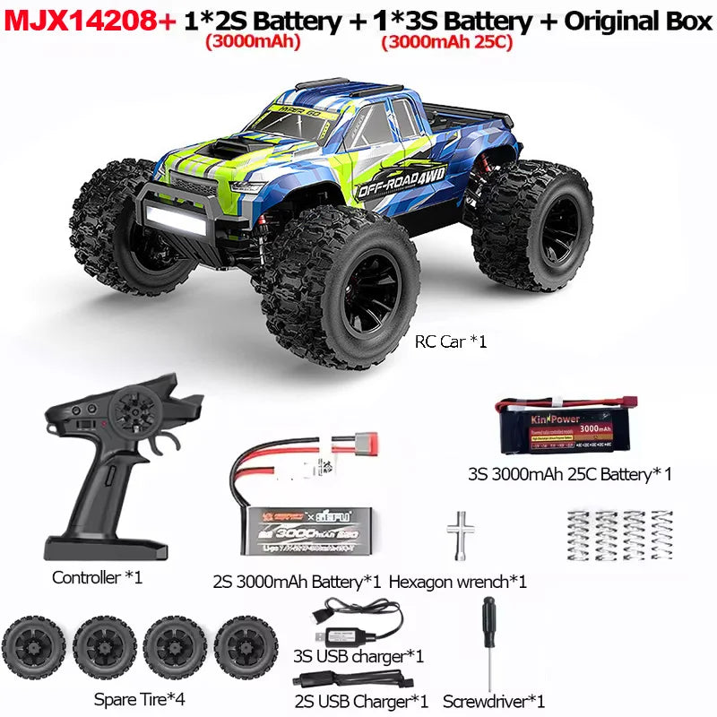 Hyper Go MJX 14208 1/14 RC Car 2.4G Remote Control 4WD Brushless Drift Vehicle High-Speed Off-Road Monster Truck Toy as Gift