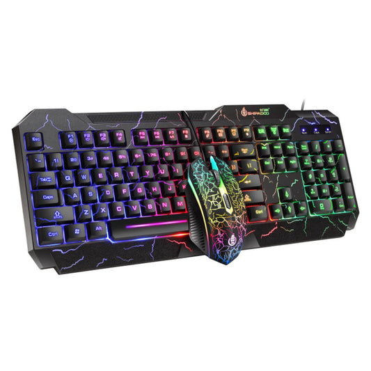 Mechanical Gaming Keyboard & Mouse Combo, Rainbow LED Backlit Set, Multicolor Changing Mouse