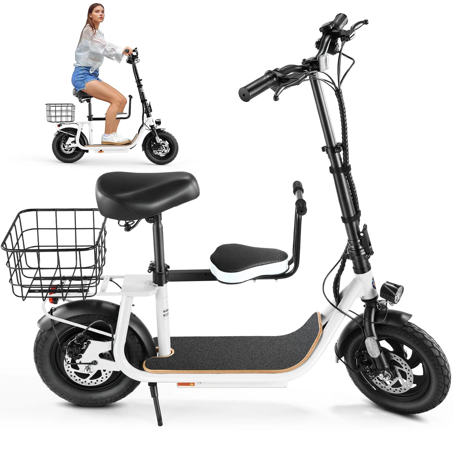 CAROMA Peak 819W Electric Scooter with Kids Seat,25 Miles Range,Foldable Commuter Adult E Scooter,UL2272 1 Year Warranty