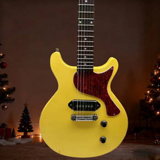 Free Shipping New Arrival Yellow Electric Guitar with P90 Pickups 22 Frets Fixed Bridge Ideal for Beginners Pro Musicians