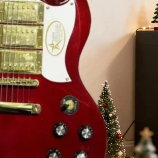 Limited Stock Countdown Deal Red SG Electric Guitar HHH Pickups 6 Strings Fixed Bridge Gold Hardwares Christmas Gift