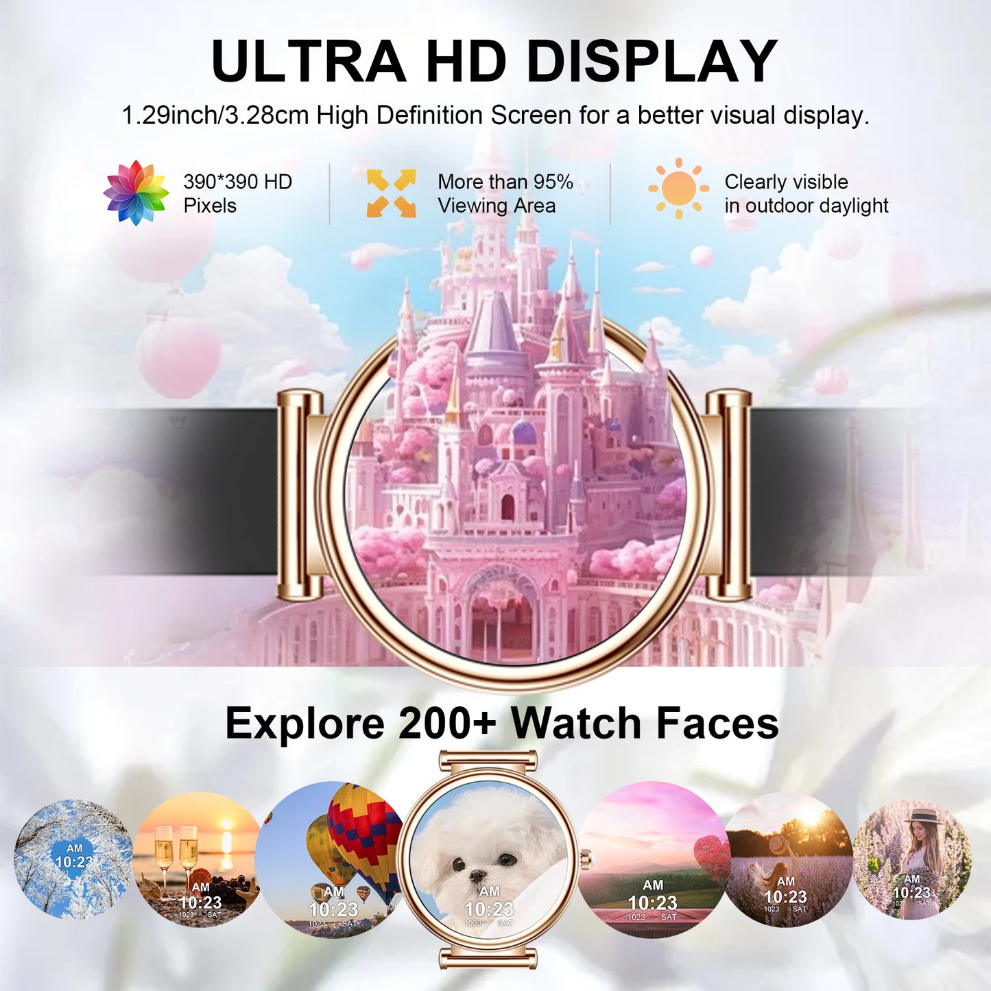 1.3'' Smart Watch(Wireless Calls),Fitness Smartwatch for iPhone/Android with Sport Modes, Women Functions/Free Watch Faces