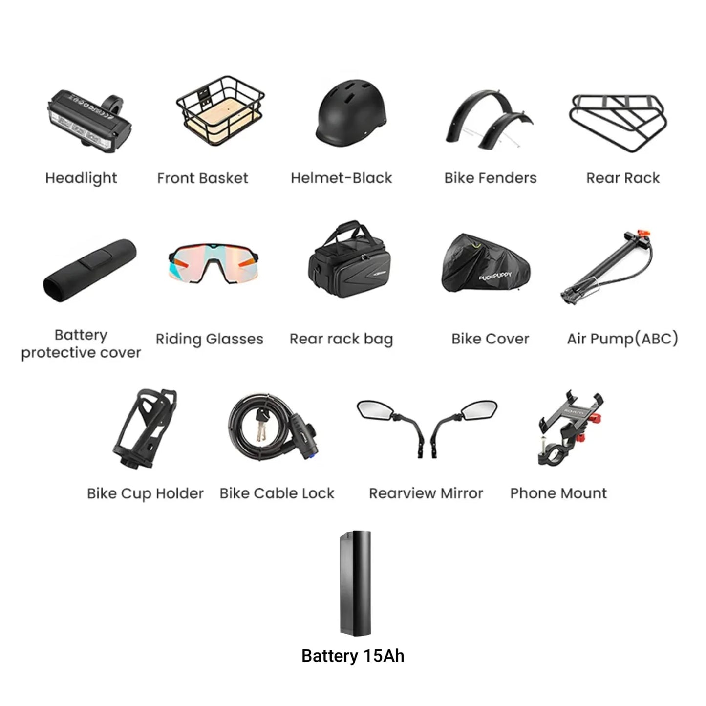 PUCKIPUPPY Boxer St Electric Bike for Adults 960W 48V 20AH Electric Bicycles with Luxury Accessory Pack and Extra 15Ah Battery