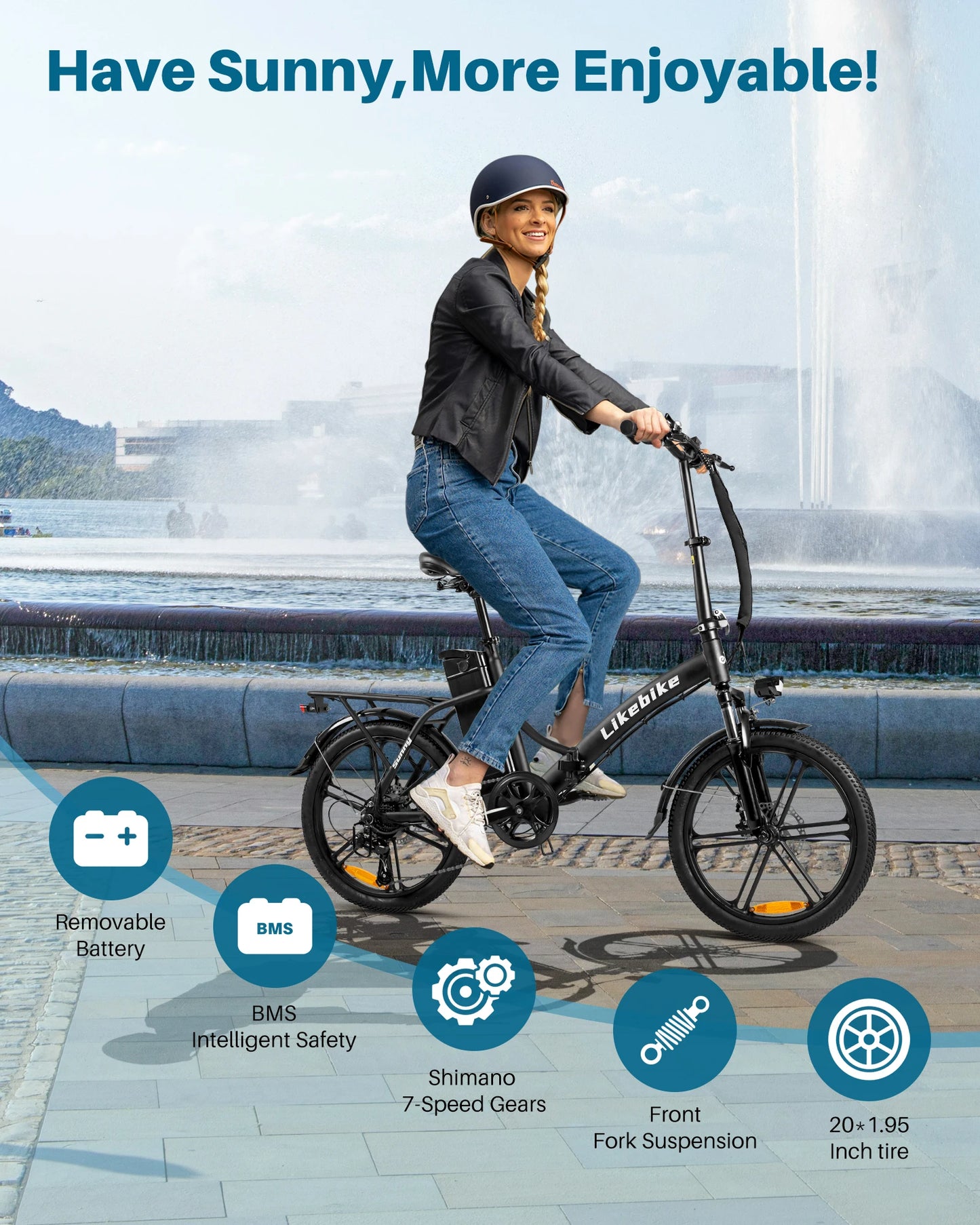 Likebike LK202 E Bike 540W Peak Power 36V10.4AH Removable Battery Electric Bike One Year Warranty 20-inch Tires Electric Bicycle