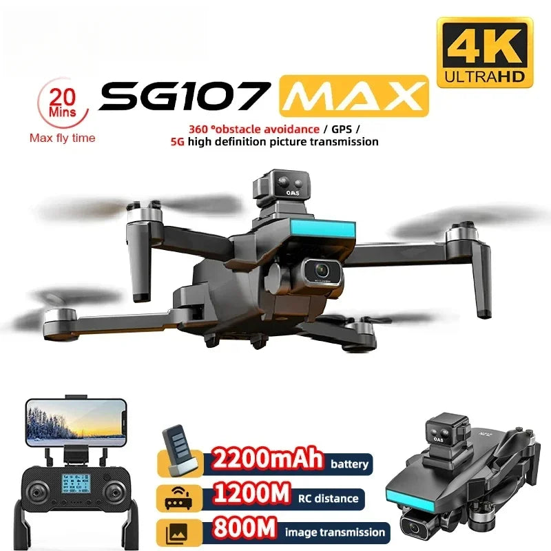 ZLL SG107 MAX RC Drone Professional 4K HD Camera GPS Intelligent UAV 5G Obstacle Avoidance WIFI Optical Flow Mode Brushles Motor