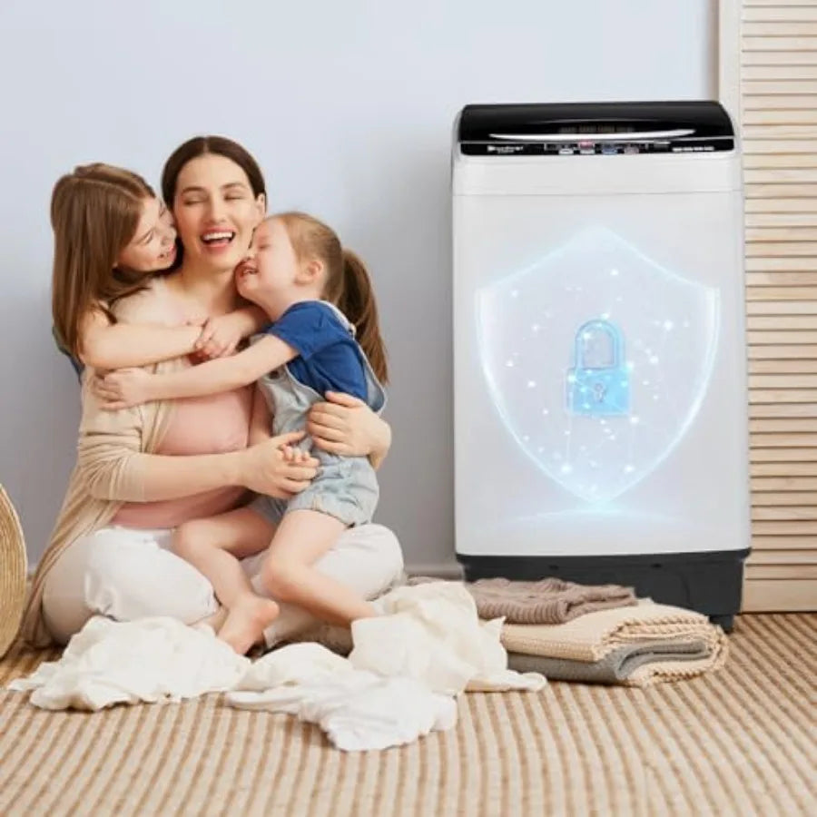 2 in 1 Full Automatic Washing Machine 15.6Lbs Top Load Portable Washer with Drain Pump 10 Wash Programs 8 Water Level Washer an