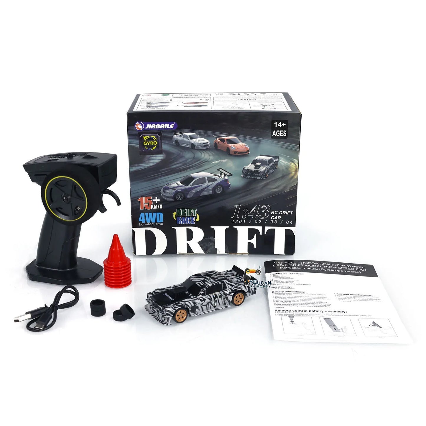 US Stock Gyro 1/43 RC Drifting Car Racing RTR 4WD High Speed Radio Control Model 2.4G Drift Race Cars Vehicle Toys Boys Gifts