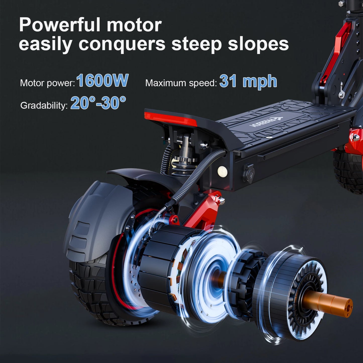 Electric Scooter 1600W Motor 48V18AH Battery E-Scooter Dual Disc Brakes 10inch Off-road Tire Maximum Speed 50KM/H City EScooters