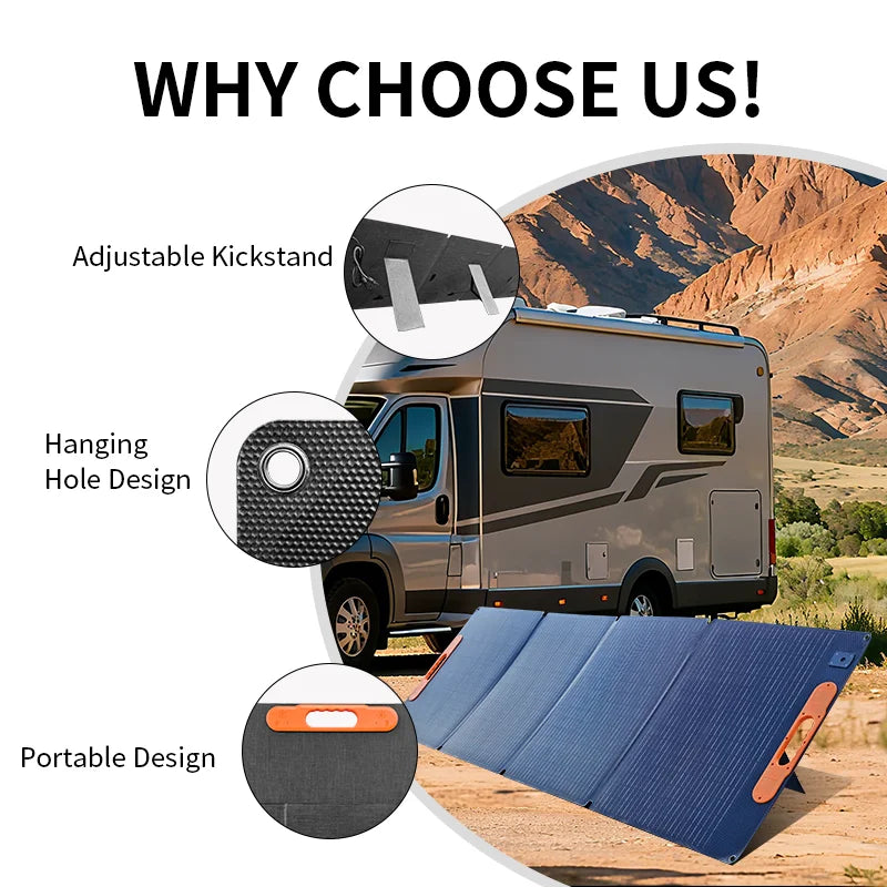 200W Foldable Solar Panel Portable for Outdoor Camping Power Generator Charging