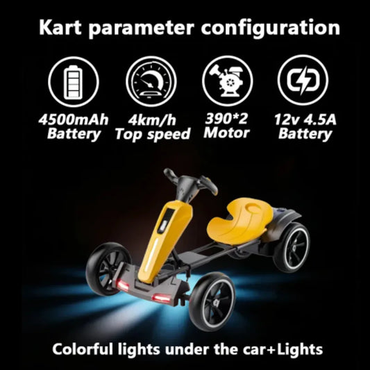 12V Electric Kids Pedal Folder Go Kart, Outdoor Ride On Toy With Adjustable Seat, 4 Non-Slip EVA Wheels Boys And Girls For