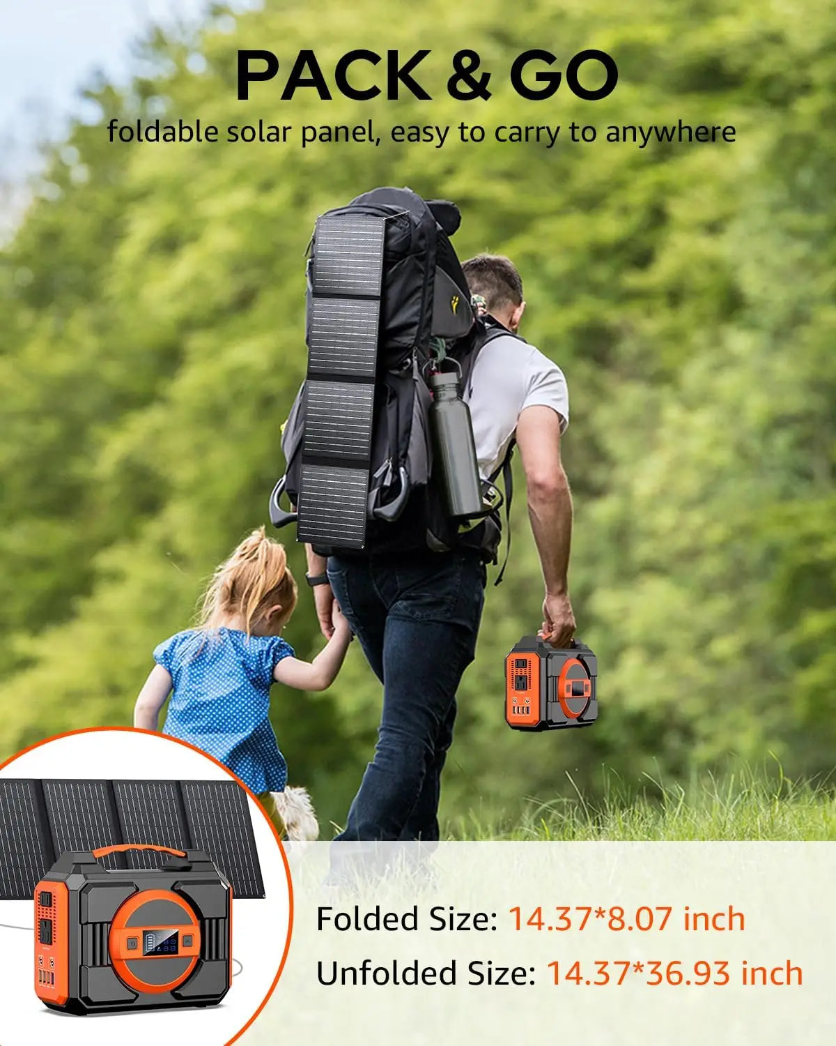 300W Portable Solar Generator with 40W Panel, 220Wh Power Bank, AC Outlet for Camping and Home Use