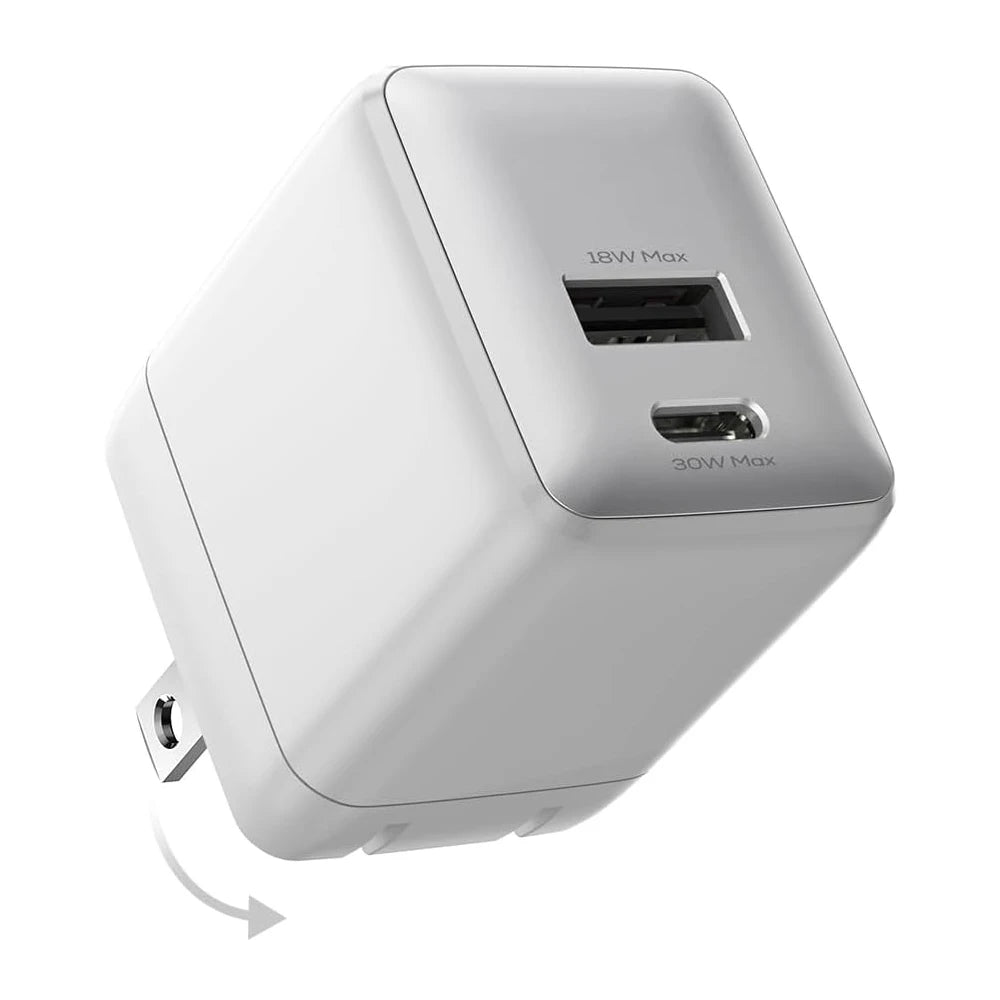 wegear USB C Fast Charging Charger 30W Dual-Port GaN Nano Charge Foldable Plug for iPhone 16/15 iPad for Galaxy S24 Ultra