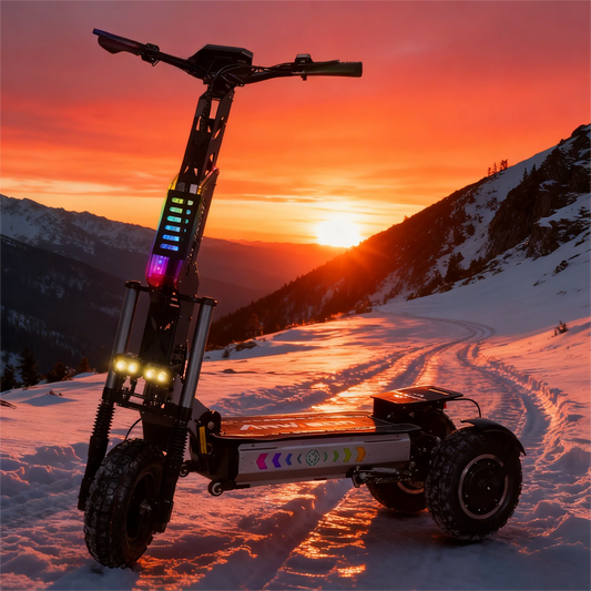 Long Range Off Road E-Scooter 6000W Setup 60V 27AH Battery 3 Wheels Tricycle Design 13 Inch Fat Tires Electric Scooter