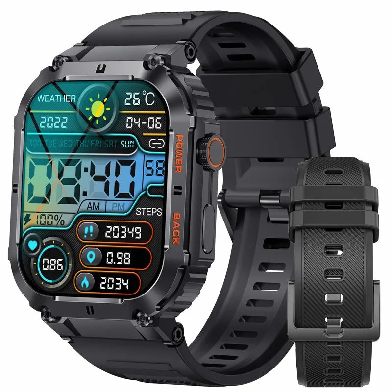 LIGE Outdoor Sports Fitness Smartwatch For Men 1.96 Inch Screen Bluetooth Calling Waterproof Watches Blood Oxygen Reloj Hombre