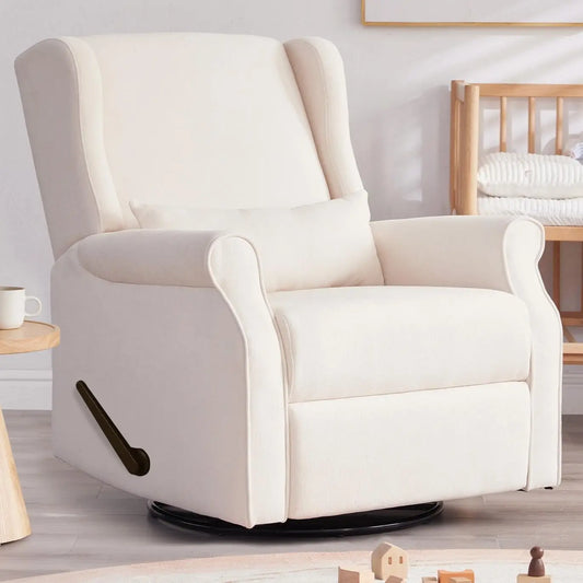 Nursery Swivel Glider Recliner Rocking Chair with Footrest Glider Rocker Recliner for Nursery Comfortable Breastfeedi，Customized