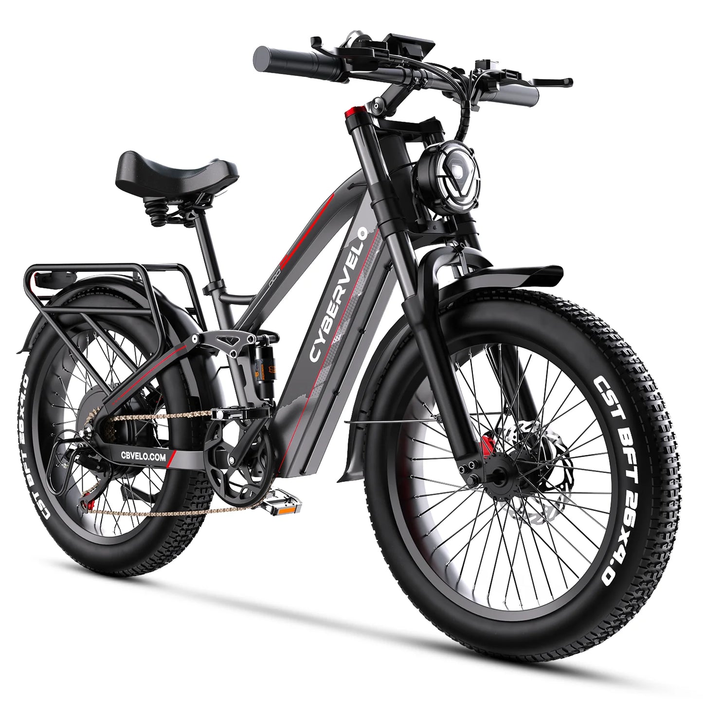 Cybervelo Power EK9 5000w Motor Commute & Off Road Electric Bike, 100 Miles+ Long Range, 26"x4.0” Fat Tire, 52V 40Ah Battery