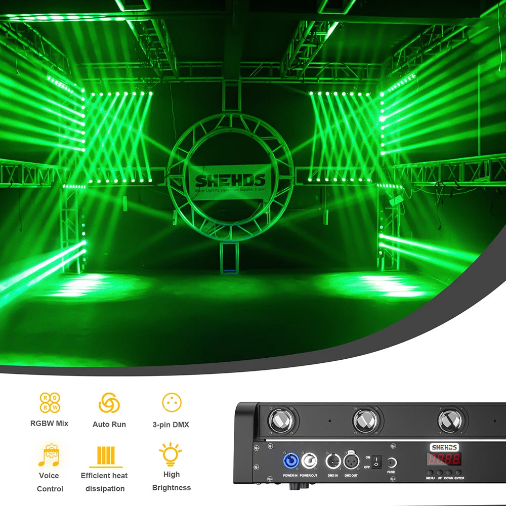 SHEHDS Beam 8x12W RGBW Moving Head Light DMX512 DJ Controller Disco Wedding Party Church Stage Equipment