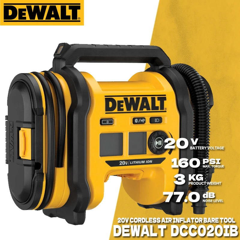 DEWALT 20V Corded/Cordless Air Inflator 160 PSI Tire Inflator Electric Air Pump Blower Dewalt Power Tools 1/2PC battery lj202409